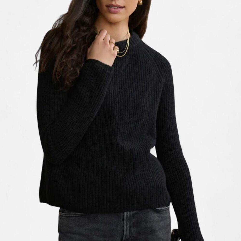 Jenni Kayne Cashmere Fisherman Sweater – Black Minimalist Coastal Luxe medium - Picture 5 of 7
